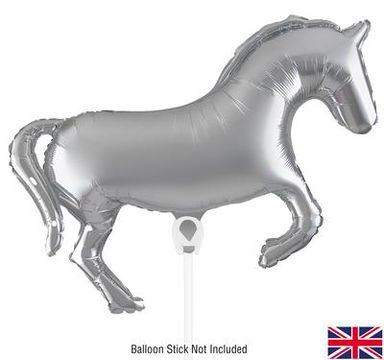 Oaktree Mini Shape 15.5" Horse Solid Colour Silver (For Air) Packaged - Foil Balloons